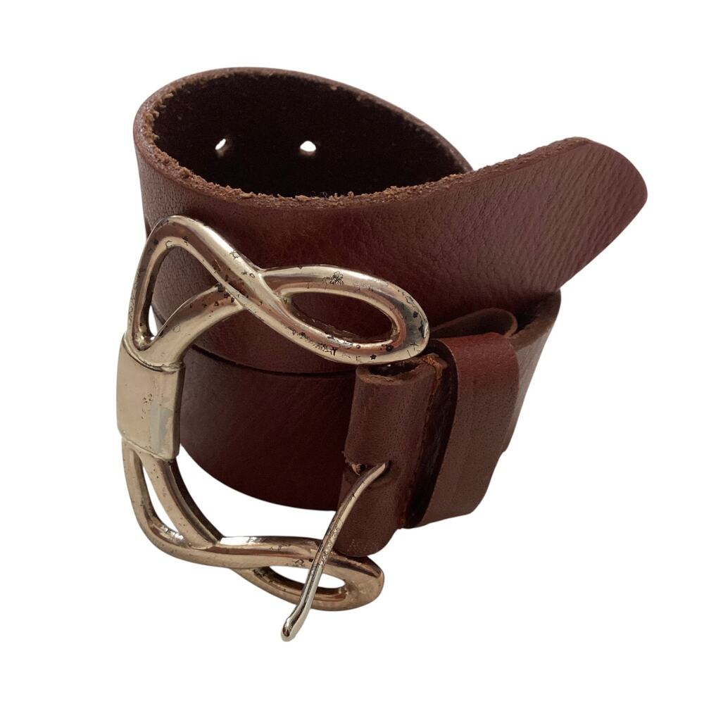 Silpada Designs XL Brown Genuine Italian Leather Belt Silver Tone  Buckle - Picture 4 of 6